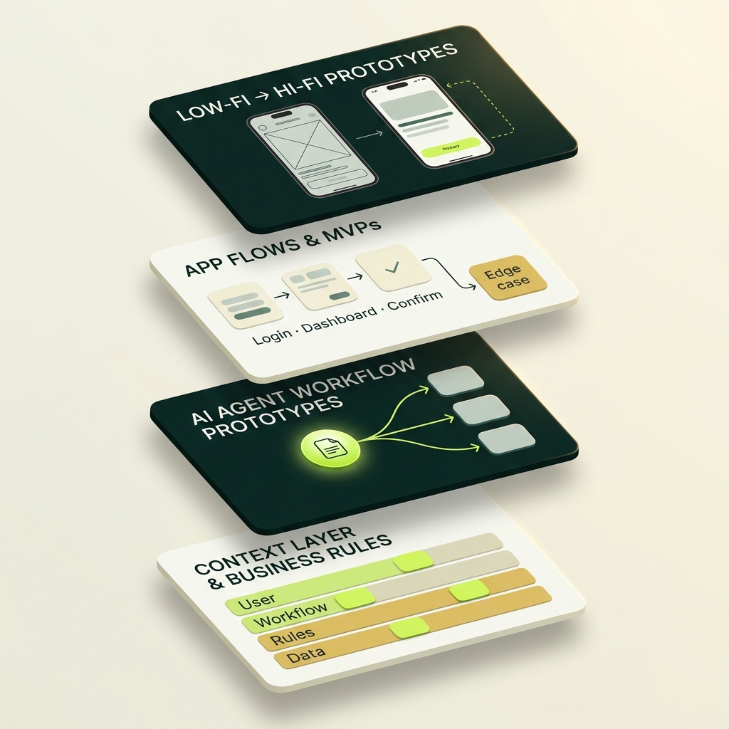 Interactive MVP prototyping for apps and AI agents