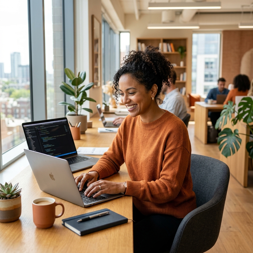 Professional using AI tools to improve productivity